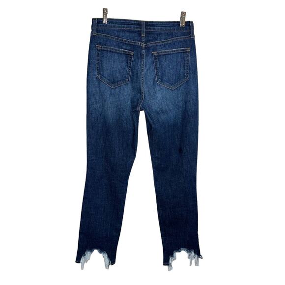 L'Agence High Line High Rise Skinny Distressed Blue Cropped Denim Jeans Size 27 - Picture 6 of 9